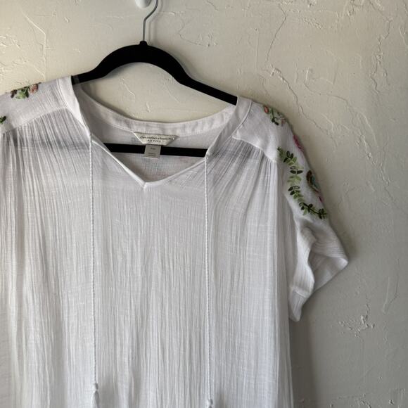 Christopher & Banks Shirt Womens Petite Medium Embroidered‎ Paisley Boho Top - Picture 3 of 9